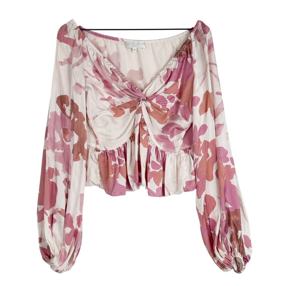 Caroline Constas Onira Blouse Silk Stretch Vneck Pink - M